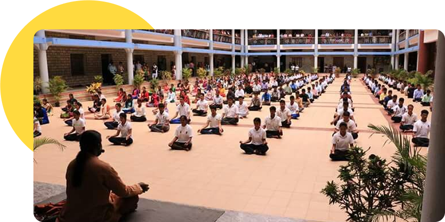 Students practicing meditation at Bikash Vidyalaya